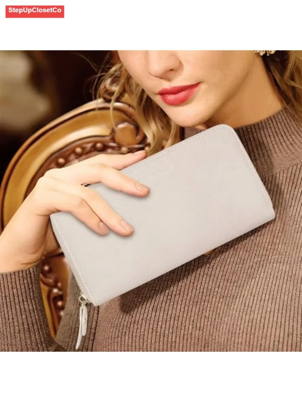 PU Vegan Leather Wristlet Wallet Zip Around Clutch Card Holder Phone Purse